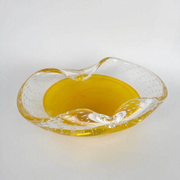 Vintage Murano Large Glass Art Dish Bowl Handmade Hand Blown Gift Present Rare - Picture 2 of 8